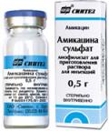 Амикацина сульфат лиофилизат для приготовления раствора для инъекций 0.25 г, 0.5 г, Лекарственные средства